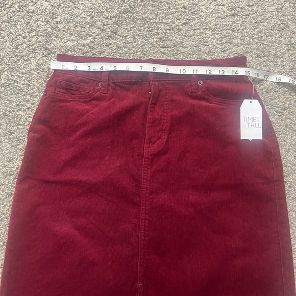 Time and Tru Burgundy Red Corduroy Western Cottage core midi Skirt - Picture 9 of 11